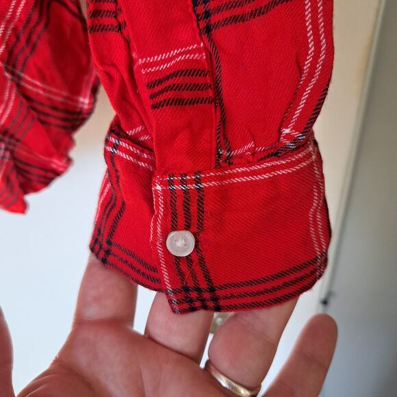 Lucky Brand Red Plaid Button Down Shirt Women's Large - Picture 4 of 9